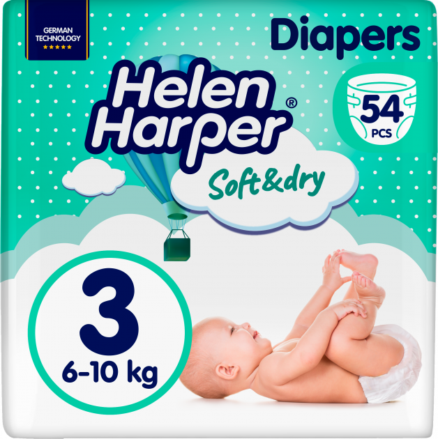 Підгузки Helen Harper Soft&Dry New Midi (3) 6-10 кг 54 шт
